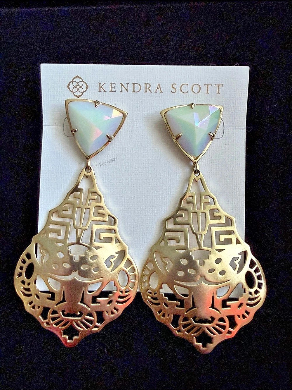 Kendra Scott Maura Jaguar Statement Earrings Gold Multicolor